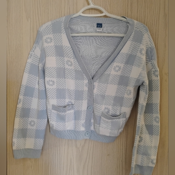 Old Navy Other - Old Navy Light Blue and White Checkered Cardigan